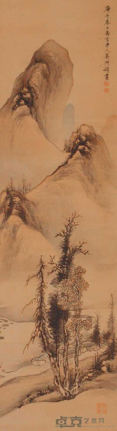 吴淑娟 庚午（1930年）作 山水 立轴 118×32cm